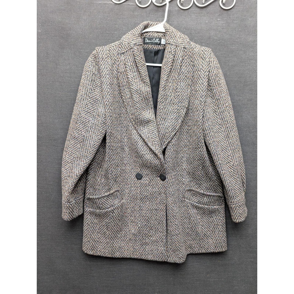 Dani Colby Double Breasted Winter Coat Pleated Collar Vintage Hipster Granny